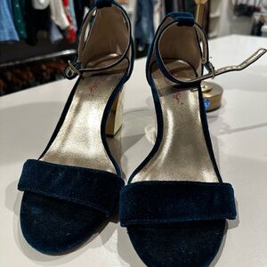 Lilly Pulitzer Blue Velvet Ankle Strap Heels